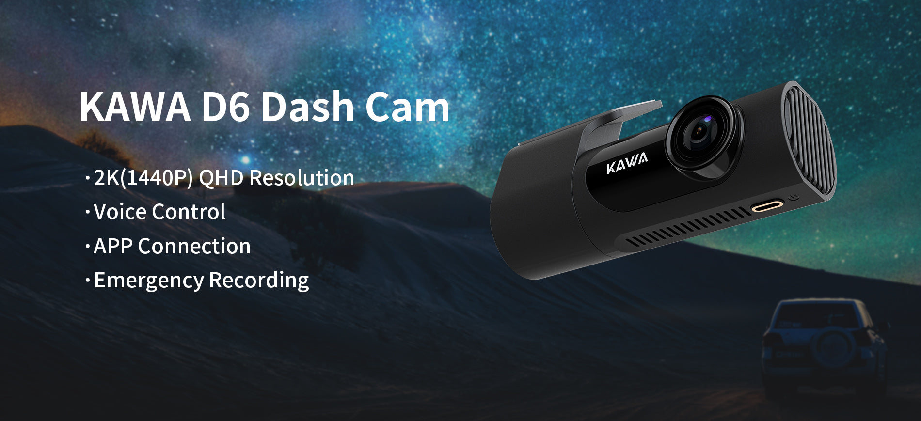 Dash Cam 2K, KAWA 360 Dash Camera for Cars 1440P with Starlight