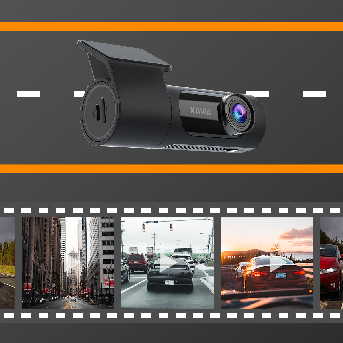 KAWA 2K 360° Mini Hidden Dash Camera D5 for Cars with Starlight Color