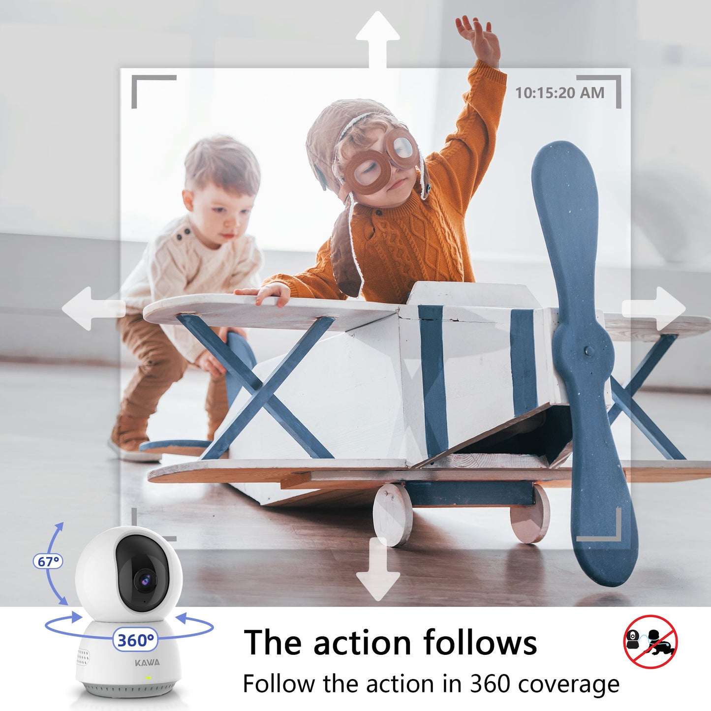 KAWA A7 | 2K QHD Security Camera | Night Vision | Motion Tracking | 360° View | AI Detection | 2-Way Audio | Built-in Siren | Alexa Compatible