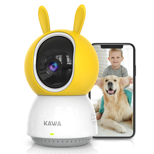 KAWA A6 | 2K Indoor Security Camera | 2.4G WiFi 360° | 2-Way Audio | Night Vision | Motion Detection | Cloud/TF Card Storage | Works with Alexa
