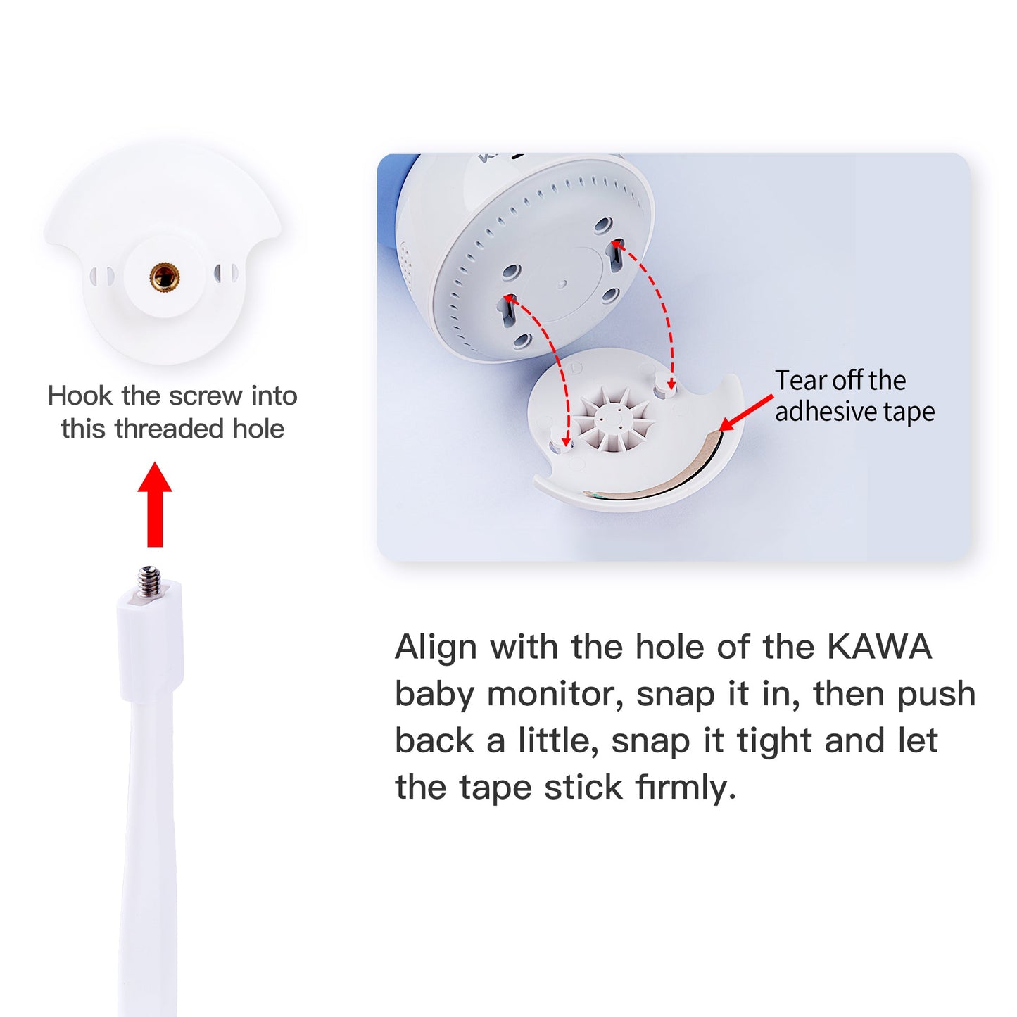 KAWA Baby Monitor Mount with Base Combo | Attaches to Crib Frames (ZJ02) | Compatible with KAWA S5, S6, S7, A5, A6, A7