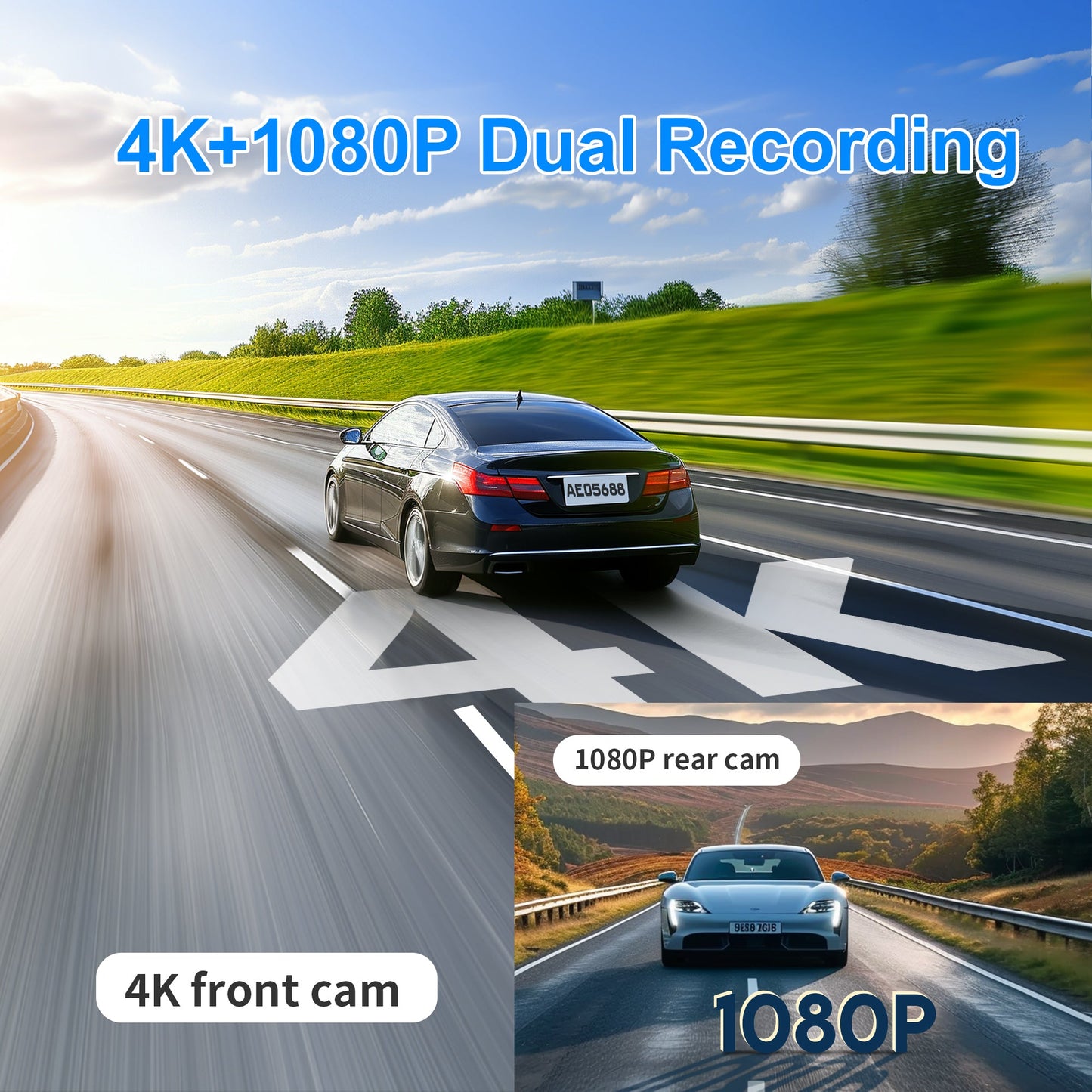 KAWA D10 4K Dual Dash Cam | Sony Starvis IMX 415 | AI-ISP | With Free 64GB Card