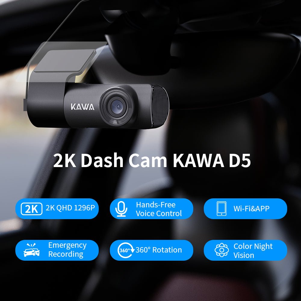 KAWA D5 | 2K Mini Dash Cam | 360° Rotation | Voice Control | G-Sensor