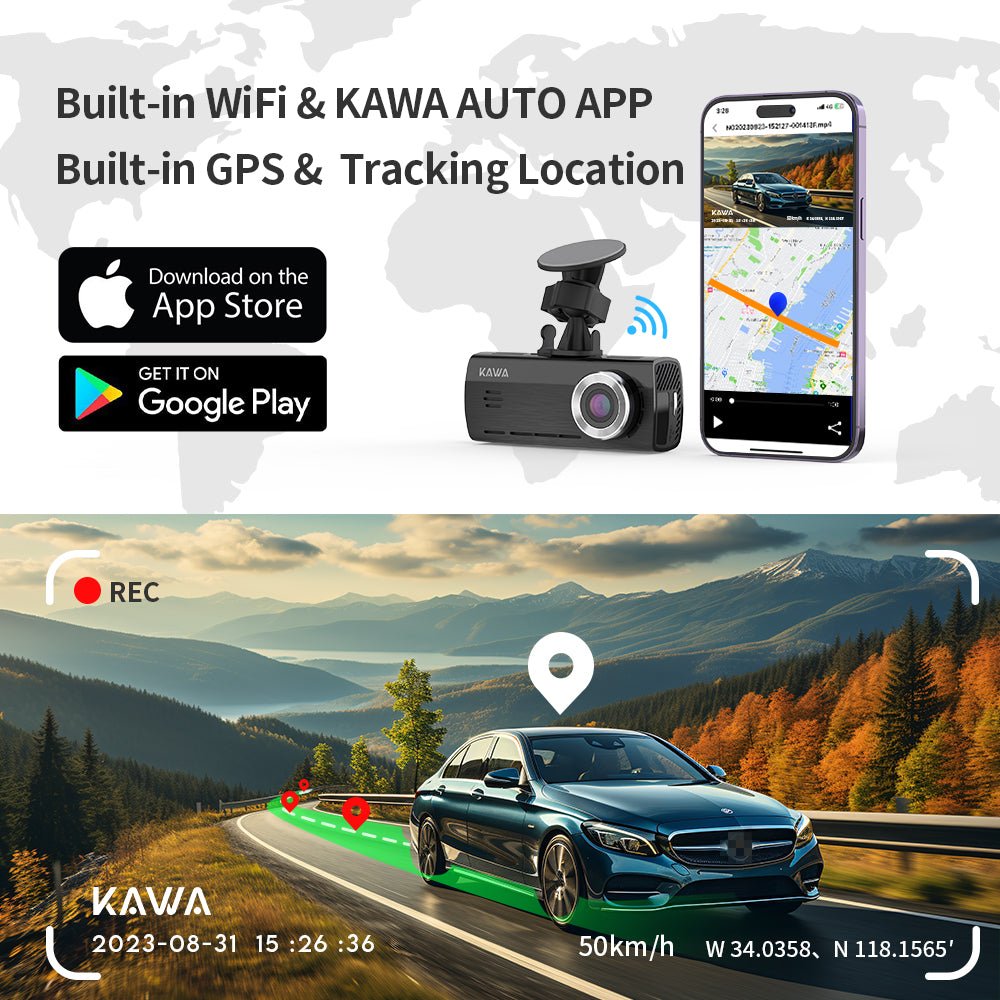 KAWA D8 | True 4K Dual Dash Cam | Front & Rear 2160P+1080P | Free 64GB Card | Sony Starvis IMX415 | GPS