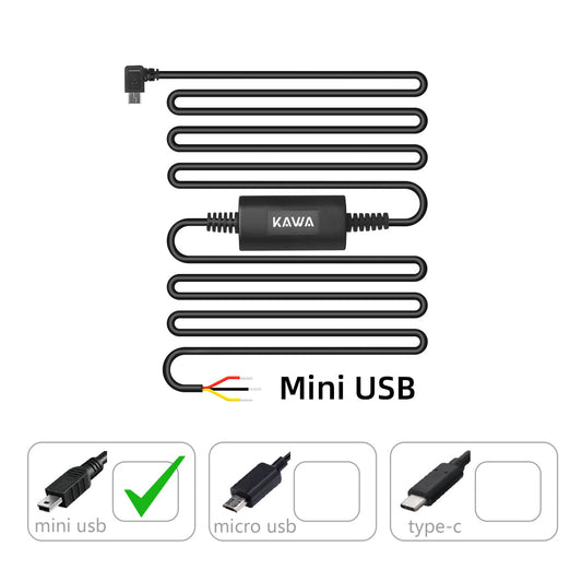 KAWA PT01 (Mini USB Port) | Hardwire Kit, Compatible with KAWA Dash Cam D8&D10